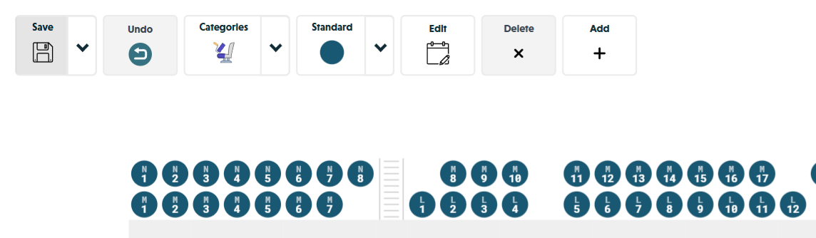 Full-screen Category mode showing the category dropdown with colour swatch, Edit, Delete, and Add buttons in the toolbar