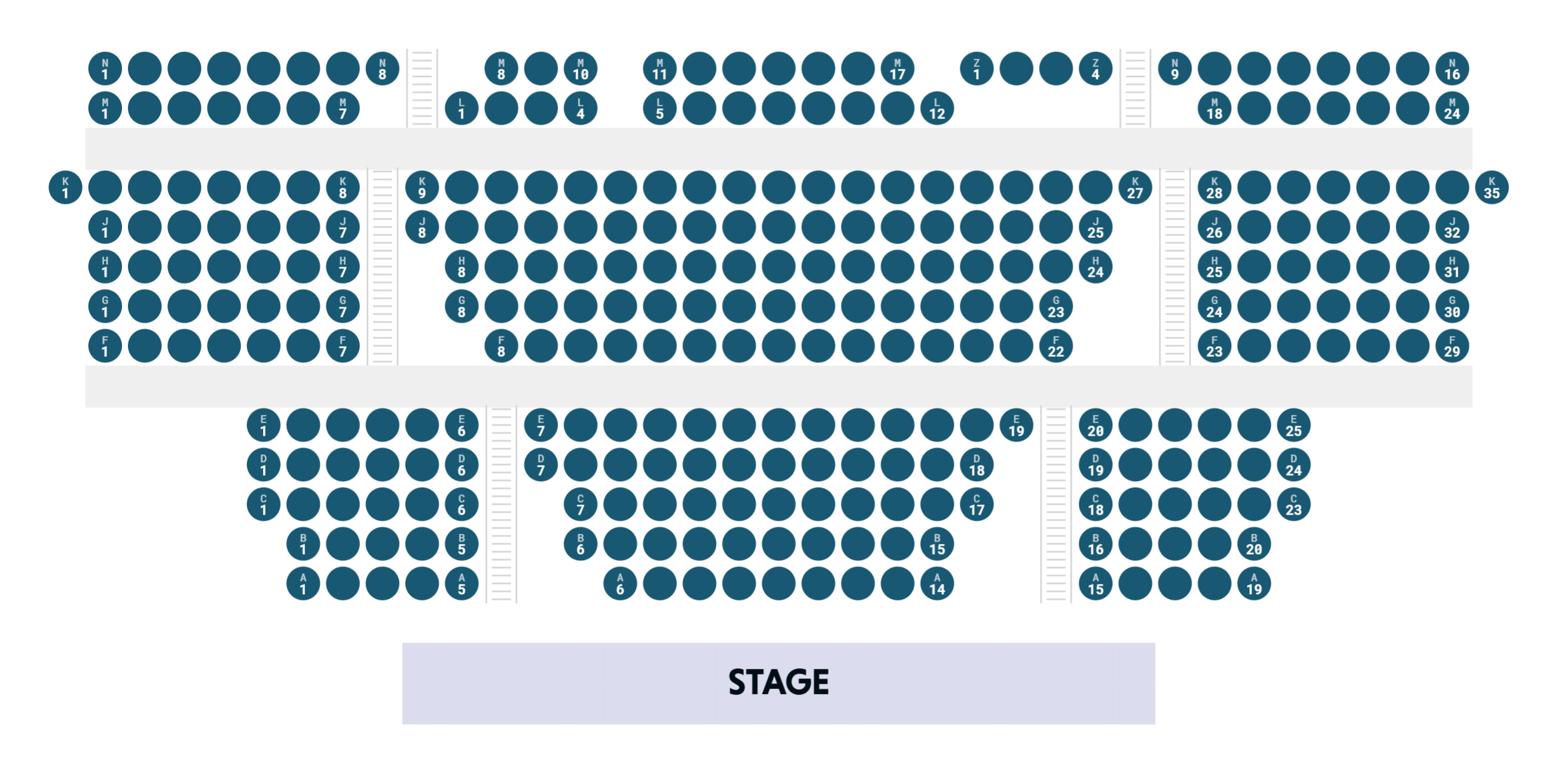 Full-screen Preview mode showing the customer view with filled-in middle seats creating a polished appearance